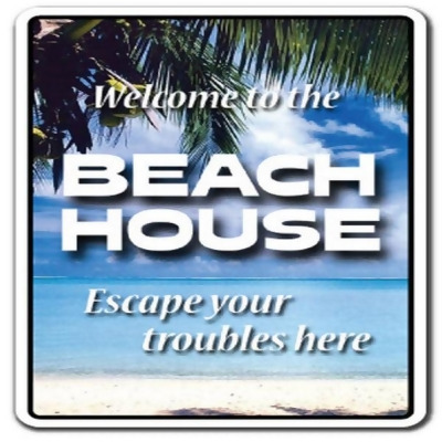SignMission Z-A-1218-Beach House 8 in. Beach House Welcome Aluminum Sign - Vacation Ocean Lake Condo 