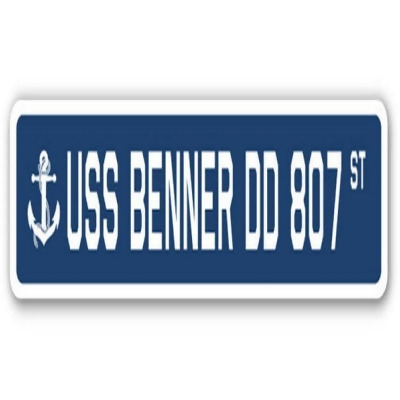 SignMission SSN-624-Benner Dd 807 USS Benner DD 807 Street Sign - US Navy Ship Veteran Sailor Gift 