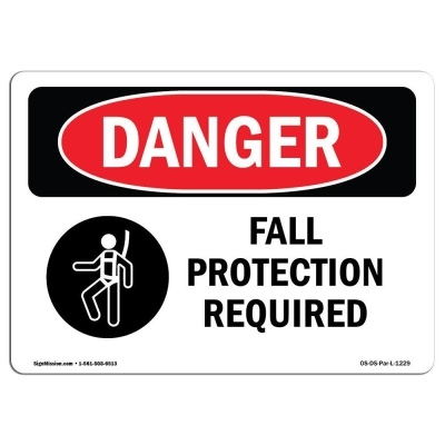 SignMission OS-DS-D-710-L-1229 OSHA Danger Sign - Fall Protection Required 