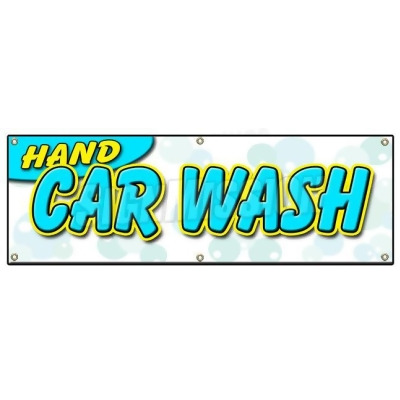 SignMission B-72 Hand Car Wash 72 in. Hand Car Wash Banner Sign - Detail Wax Car Wash Clean Auto Service 