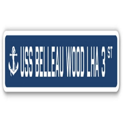 SignMission SSN-Belleau Wood Lha 3 USS Belleau Wood LHA 3 Street Sign - US Navy Ship Veteran Sailor Gift 