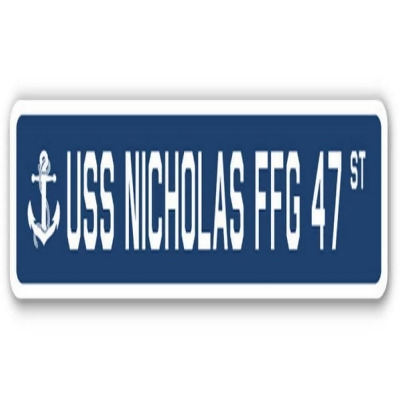 SignMission SSN-730-Nicholas Ffg 47 USS Nicholas FFG 47 Street Sign - US Navy Ship Veteran Sailor Gift 