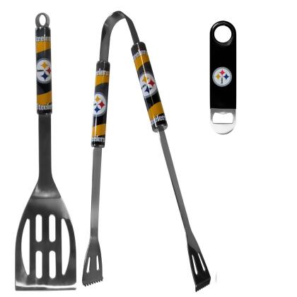 Siskiyou F2BQ160LBO Unisex NFL Pittsburgh Steelers 2 Piece BBQ Set & Bottle Opener - One Size 
