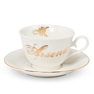 Abbott Collections AB-27-SIN-ARSENIC 3 in. Arsenic Cup & Saucer, White & Gold 