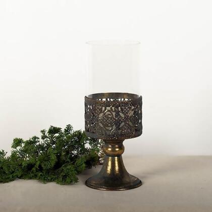 Forpost FP-DAF-076 Engraved Metal Pattern with Glass Candle Holder 