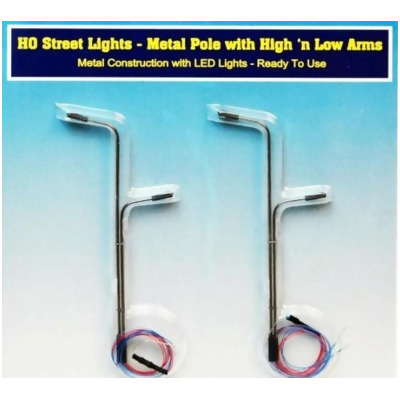 Rock Island Hobby RIH012103 HO Scale Double Pole Street Lights with Two High-Low Arms 