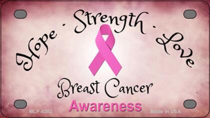 Smart Blonde MLP-8303 2.2 x 4 in. Breast Cancer Awareness Ribbon Novelty Mini Metal License Plate Tag 