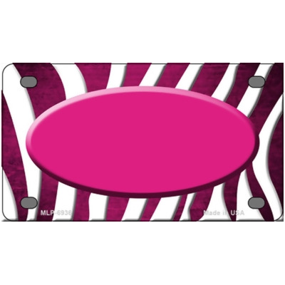 Smart Blonde MLP-6936 2.2 x 4 in. Pink & White Zebra Oval Oil Rubbed Novelty Mini Metal License Plate Tag 