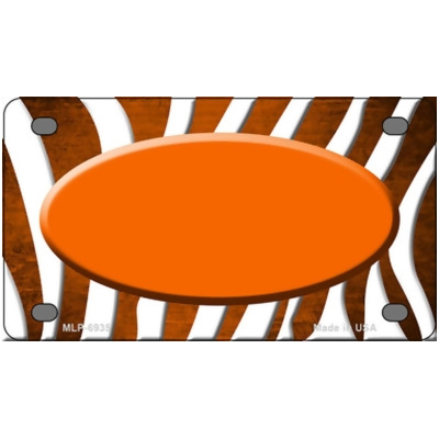 Smart Blonde MLP-6935 2.2 x 4 in. Orange & White Zebra Oval Oil Rubbed Novelty Mini Metal License Plate Tag 
