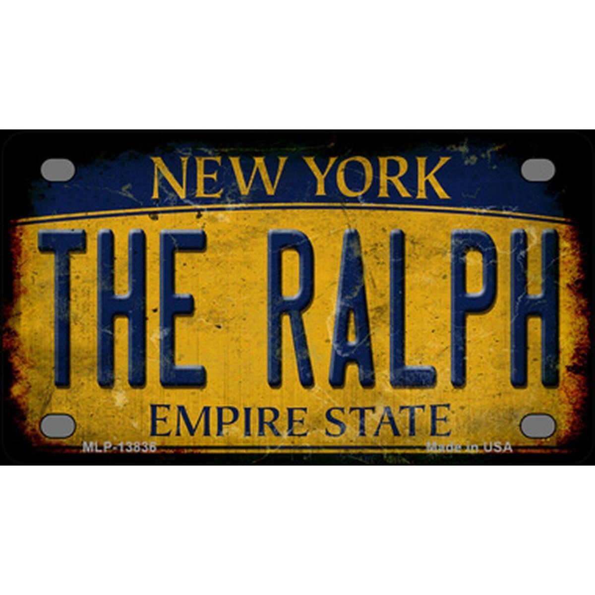 Smart Blonde MLP-13836 2.2 x 4 in. The Ralph New York Rusty Novelty Mini Metal License Plate Tag