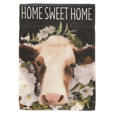 Magnolia Gardens M080154 13 x 18 in. Home Sweet Home Cow Floral Printed Garden Flag 
