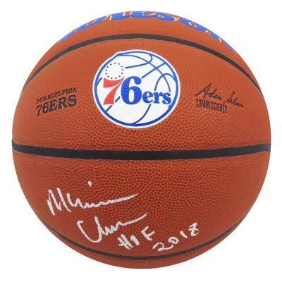 Schwartz Sports Memorabilia CHEBSK202 Maurice Cheeks Signed Wilson Philadelphia 76ers Logo NBA Basketball, HOF18 Inscription 