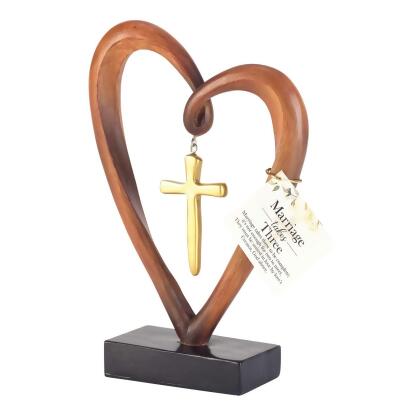 Dicksons TTCR-346 Heart Gold Cross Tabletop Figurine 