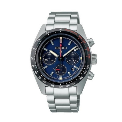 Seiko SSC815 Solar Chronograph Diver Watch for Mens, Silver & Blue 