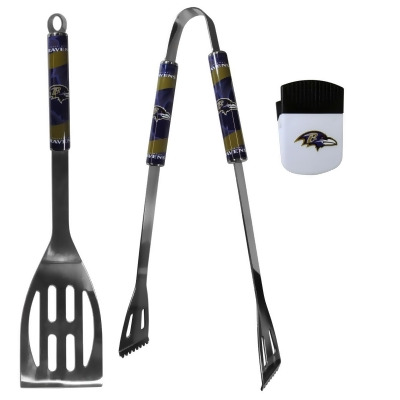 Siskiyou F2BQ180PMC Unisex NFL Baltimore Ravens 2 Piece BBQ Set & Chip Clip - One Size 