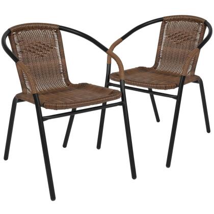 Flash Furniture 2-TLH-037-DK-BN-GG Medium Brown Rattan Indoor & Outdoor Restaurant Stack Chair 