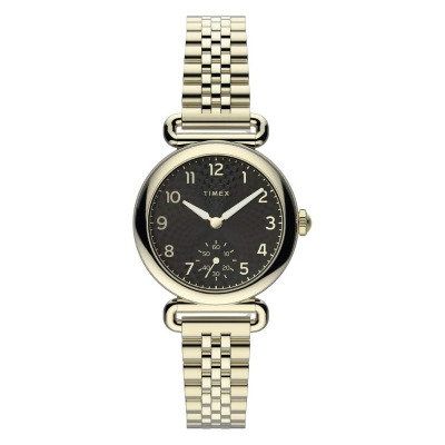 Timex TW2T88700 33 mm Womens Model 23 Sst Case Black Dial Gold-Tone Bracelet Watch 