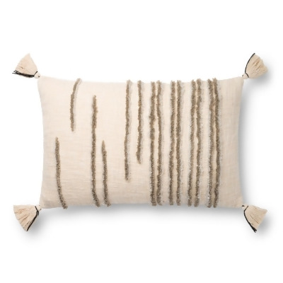 Loloi Rugs PSETP0832NASNPI15 16 x 26 in. Pillow Cover with Poly-Fill, Natural & Stone 