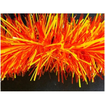 Queens of Christmas HP-GAR-FIRE-06 6 in. Section Garland, Translucent Red, Orange & Yellow - 20 ft. 