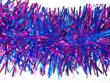 Queens of Christmas HP-GAR-GNDRRVL-06 6 in. Stuffed Garland, Pink & Blue - 20 ft. Long 
