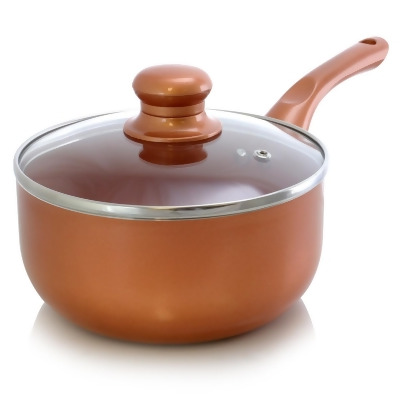 Better Chef SP5 1.5 Qt Copper Colored Ceramic Coated Saucepan with Glass Lid 