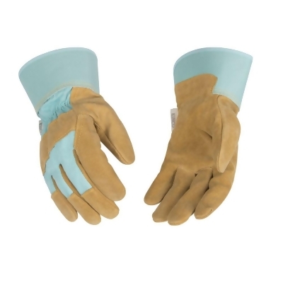 Ko International 105855 Aqua Cotton-Blend Canvas Fabric Back Pigskin Gloves for Women - Small 