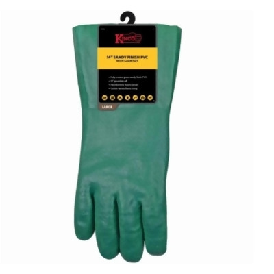 Ko International 105920 Fully-Coated Green Sandy PVC Glove for Men - Large 