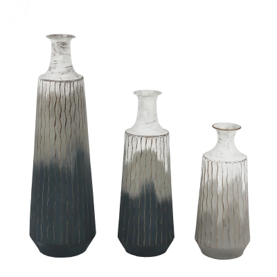 LuxenHome 3-Piece Multi-Color Ombre Metal Vase Set 