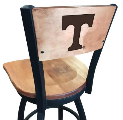 Holland Bar Stool L03830BWMedMplATennesMedMpl 30 in. L038 - Black Wrinkle Tennessee Swivel Bar Stool with Laser Engraved Back