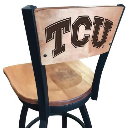 Holland Bar Stool L03836BWMedMplATexChrMedMpl 36 in. L038 - Black Wrinkle TCU Swivel Bar Stool with Laser Engraved Back