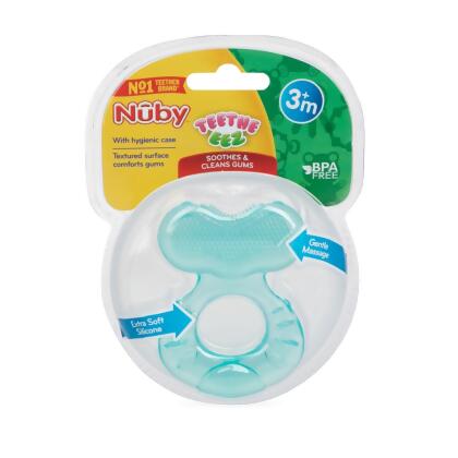 DDI 2362515 Nuby Silicone Teethe-eez Teethers with Hygenic Case, Aqua - 3M Plus - Case of 48
