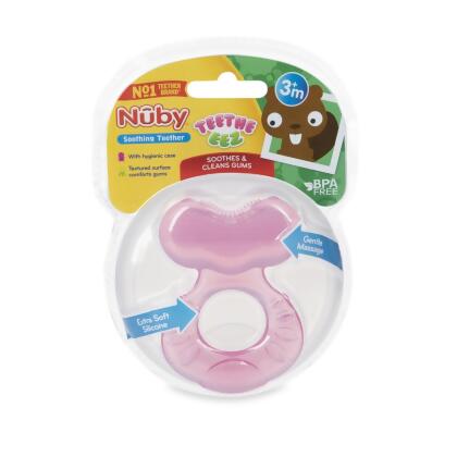 DDI 2362513 Nuby Silicone Teethe-eez Teethers with Hygenic Case, Pink - 3M Plus - Case of 48
