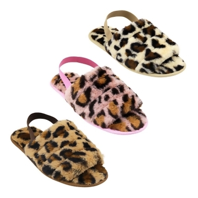 Babe 2362039 Womens Slingback Slippers with Leopard Print - Size 6-10 - Case of 36 