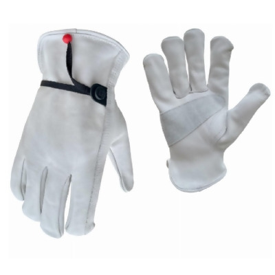 Big Time Products 103538 Grain Cowhide Ball & Tape Wrist Gloves, White - Medium 