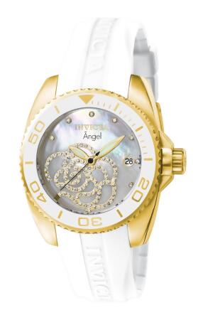 Invicta 488 Womens Angel Quartz 3 Hand Dial Watch - White 