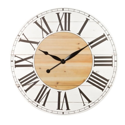 Aspire 8248 48 x 48 x 1.5 in. Renata Oversize Shiplap Wall Clock, White & Walnut 