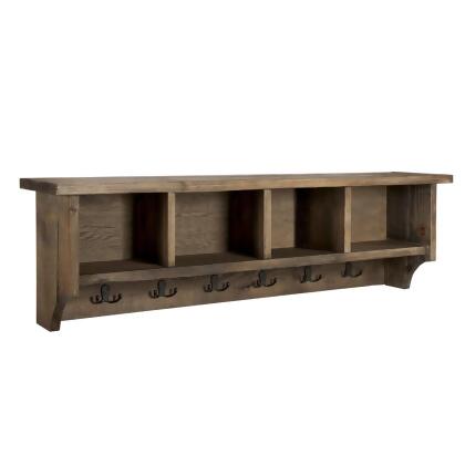Alaterre AMBA2420 48 in. Pomona Metal & Wood Entryway Coat Hook with Storage Cubbies 