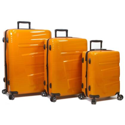 Dejuno 1909DJ-ORANGE Lumos Hardside Expandable Spinner Luggage Set, Orange - 3 Piece 