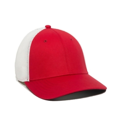 Outdoor Cap 00885792760116 Pro-Flex Adjustable Mesh Back Hat, Red & White - One Size 