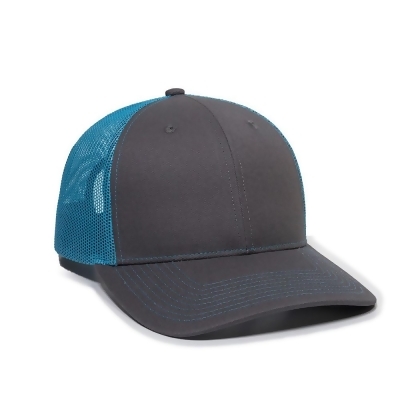 Outdoor Cap 00885792810170 Ultimate Trucker Cap, Charcoal & Neon Blue - One Size 