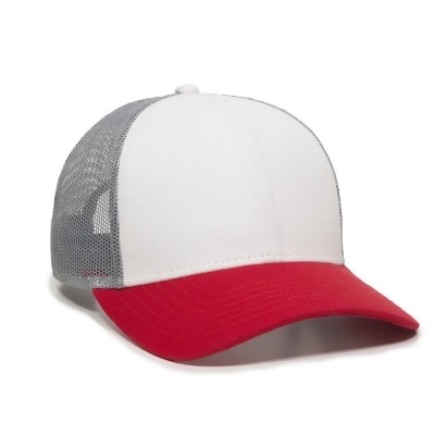 Outdoor Cap 00885792795309 Premium Low Pro Trucker Cap, White, Grey & Red - One Size 