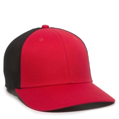 Outdoor Cap 00885792760109 Pro-Flex Adjustable Mesh Back Hat, Red & Black - One Size 