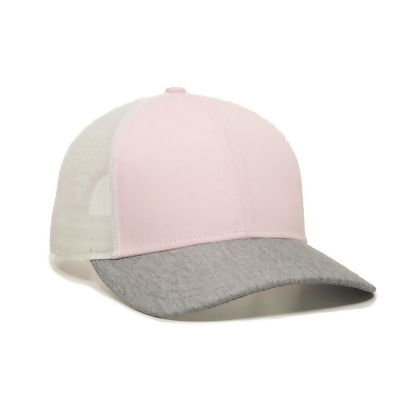 Outdoor Cap 00885792795422 Premium Low Pro Trucker Cap, Pink, White & Heather Grey - One Size 