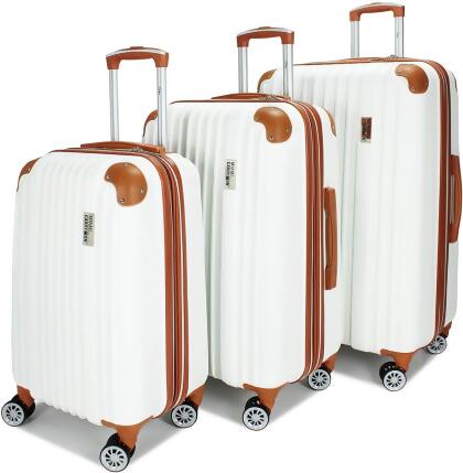  19V69 ITALIA Vintage 3 Piece Expandable Retro Luggage Set  (White)