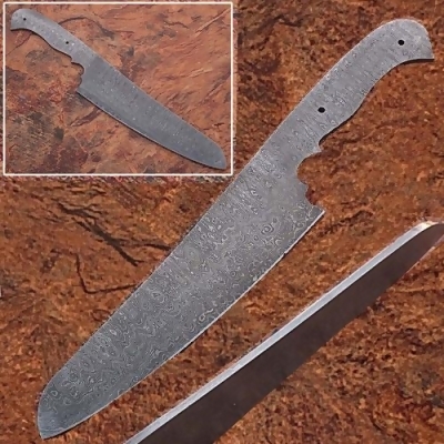 EdgeWork SBDM-2293 Damascus Full Tang Ladder Pattern Blank Blade Chef Knife 