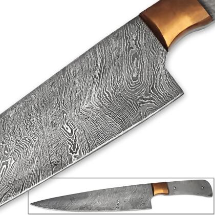 EdgeWork SBDM-2215 Damascus Steel Blank Santoku Chef Knife 