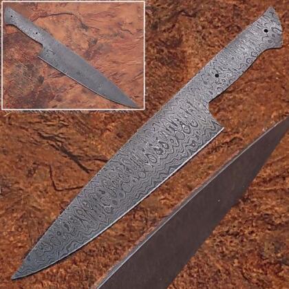 EdgeWork SBDM-2288 Damascus Full Tang Ladder Pattern Blank Chef Knife 