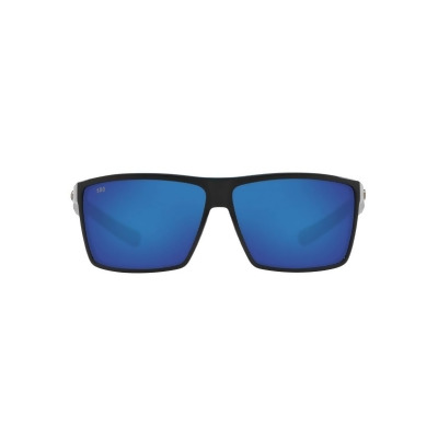 Costa Del Mar 06S9018-90183363 63 mm Rincon Rectangular Sunglasses for Mens, Shiny Black & Blue Mirror Polarized 