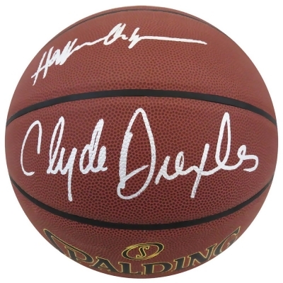 Schwartz Sports Memorabilia OLABSK221 Hakeem Olajuwon & Clyde Drexler Dual Signed Spalding Elevation Indoor & Outdoor NBA Basketball 