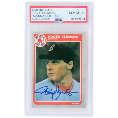 Schwartz Sports Memorabilia CLECAR107 MLB Roger Clemens Signed Boston Red Sox 1985 Fleer Rookie Baseball Card No.155 - PSA & DNA Encapsulated - Auto Grade 10 